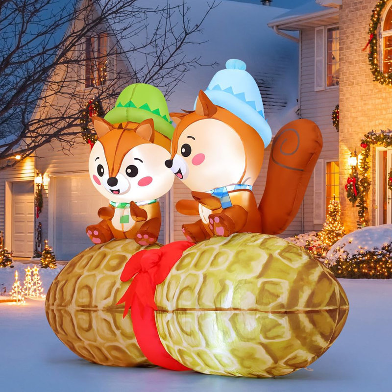 The Holiday Aisle® Christmas Inflatable 5 FT Peanuts and Squirrels